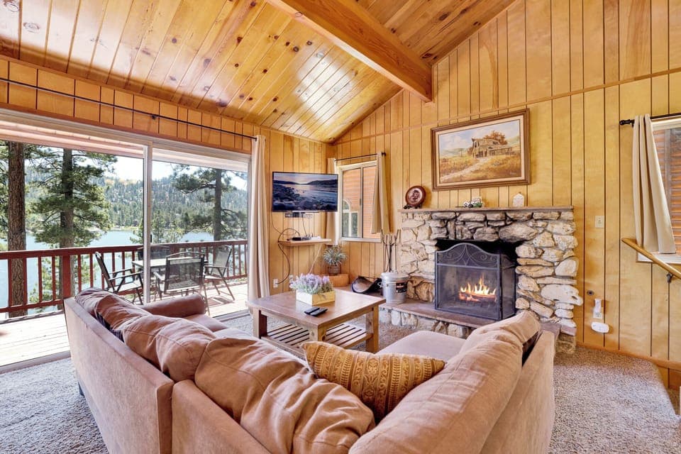 Warm living space with elegant furnishings, rustic accents, and a welcoming hearth that sets a calming mood.