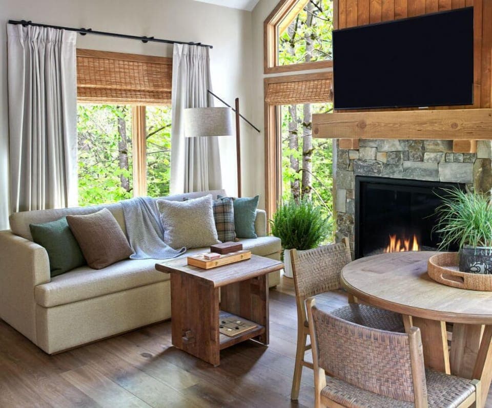 Bright and airy living space with modern amenities and charming decor, perfect for unwinding after a day of adventure.