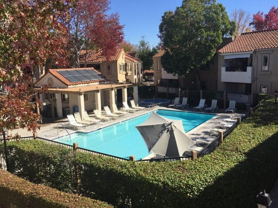 The complex includes pool and spa