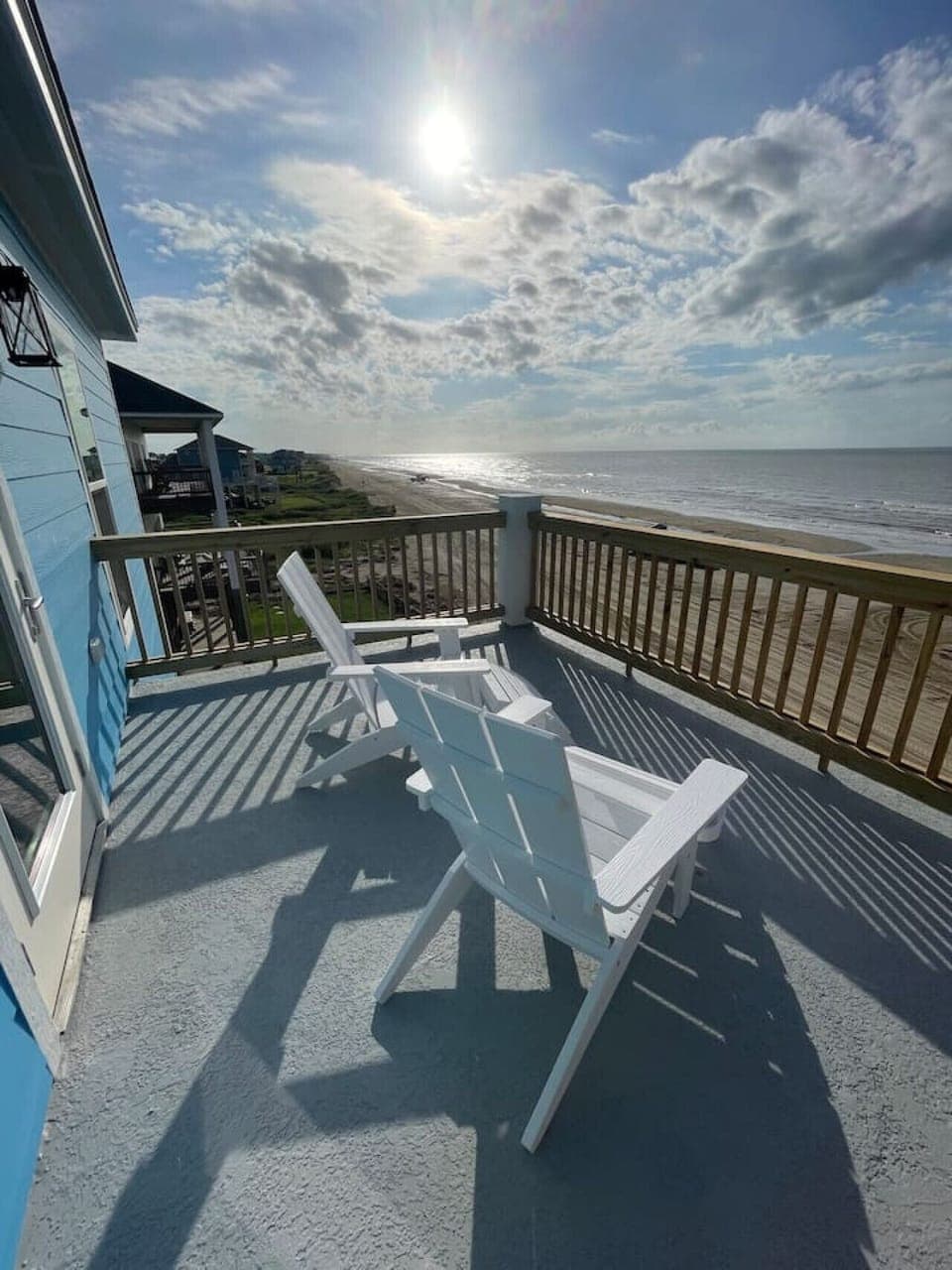 Wake up to this view!  True beach-front property.  View from the upstairs king bedroom balcony.