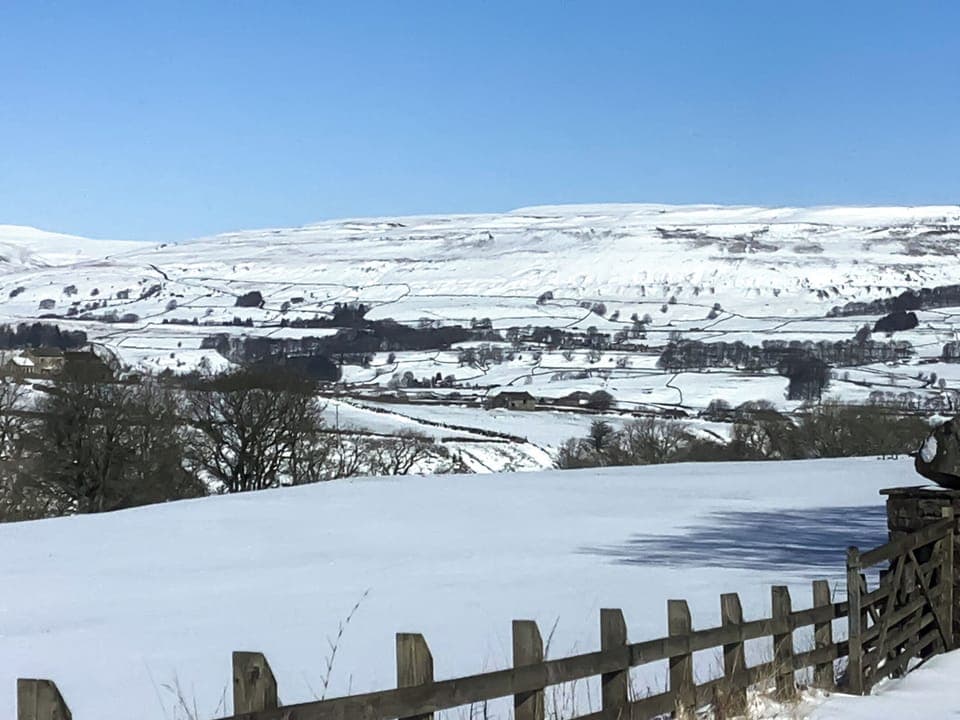Winter view from the patio | Aysgill Cottage, Gayle near Hawes