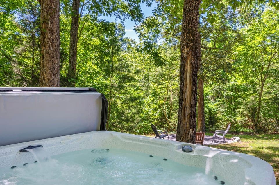 Hot tub is drained, cleaned, and replenished after each stay just for you!