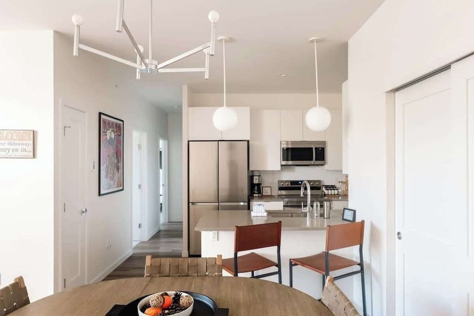 Kitchen with stainless steel appliances