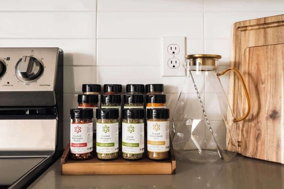 A well seasoned stay, full spice kits and all the seasonings provided by sustainably sourced and fair traded, Savory Spice.