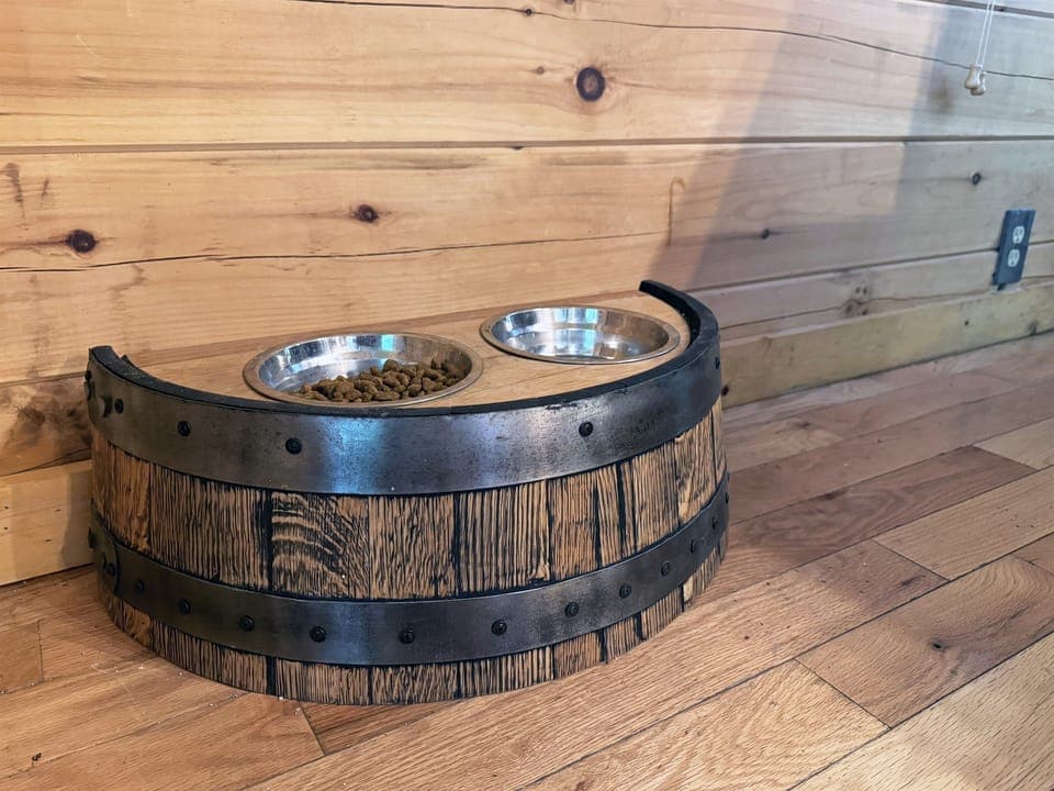 The pups get their own feeding station