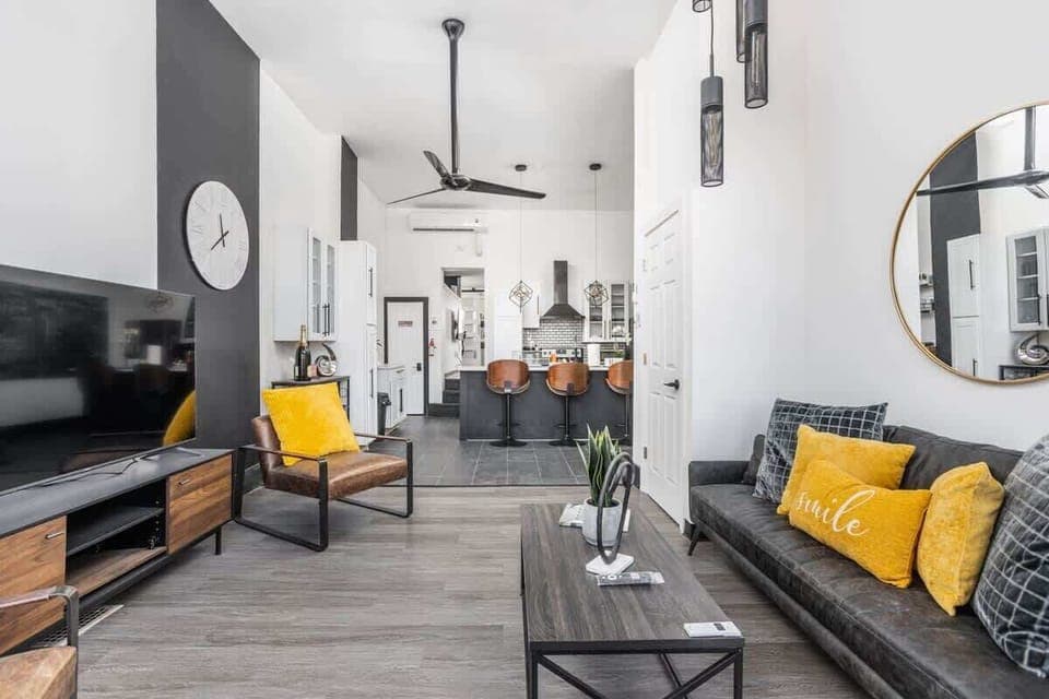 Open concept living and kitchen space