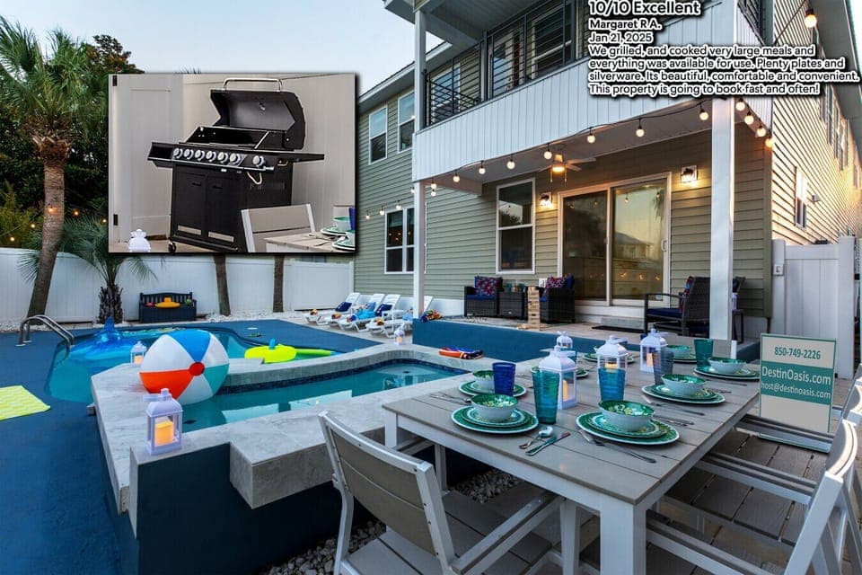 The heated jetted spa is the perfect bookend to a day at the beach.