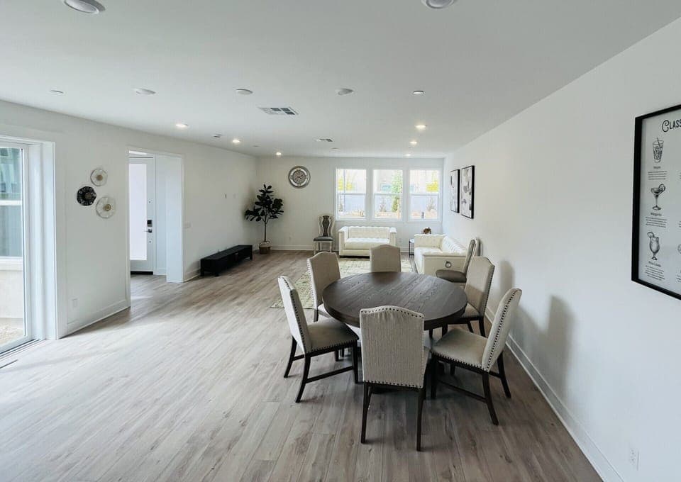 spacious living room and dinning area