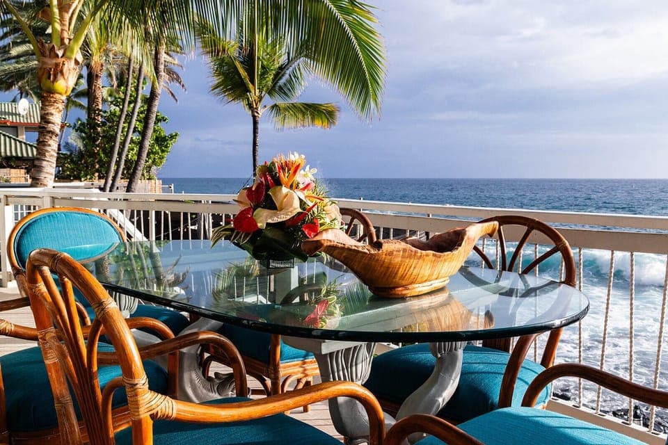 Enjoy Dinner with a view, on one of our Lanais!