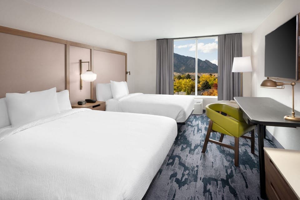 Room, 2 Queen Beds, Mountain View | Premium bedding, down comforters, pillowtop beds, desk
