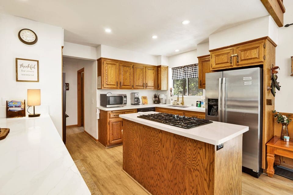 Nicely appointed kitchen and island