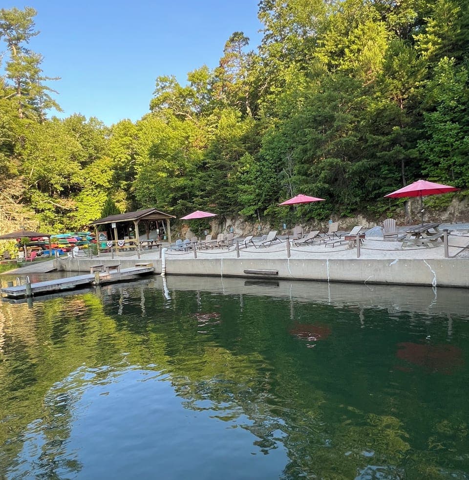 Private Beach Area a short walk from the cabin