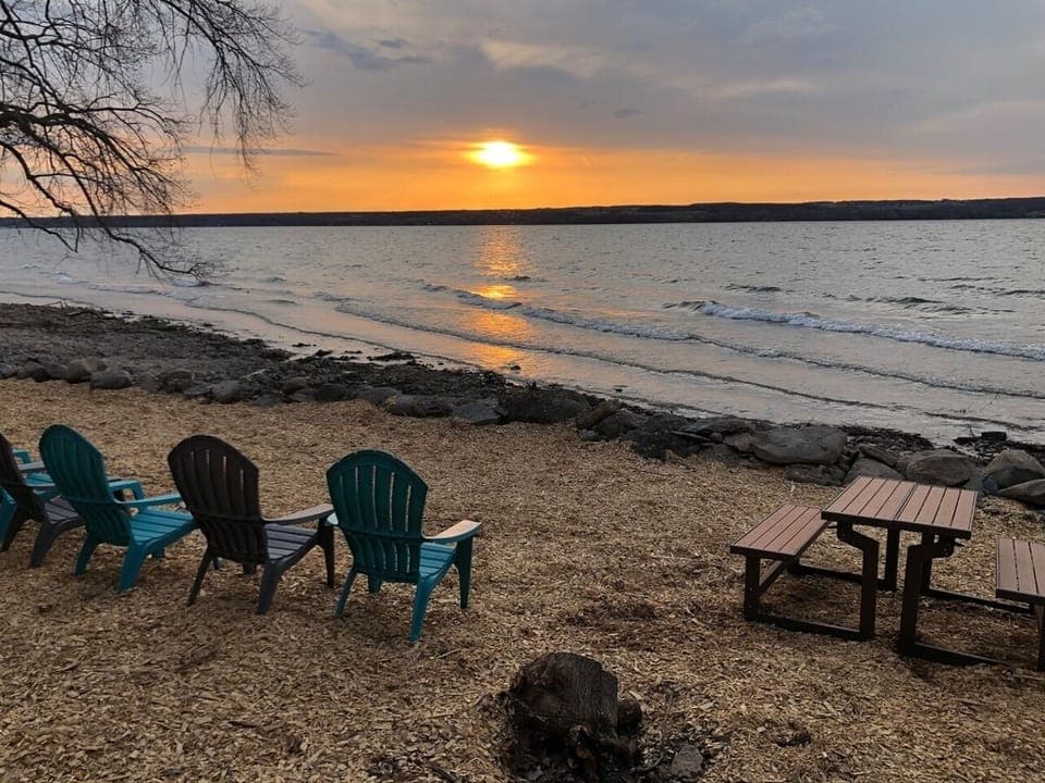 Private Guest Beach when Lake still low in early spring.