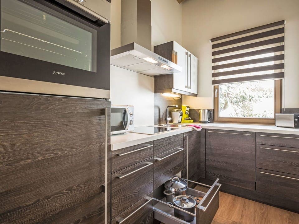 Kitchen, Kitchen Appliance, Cabinetry, Countertop, Major Appliance, Furniture, Wood, Interior Design, Flooring, Home Appliance