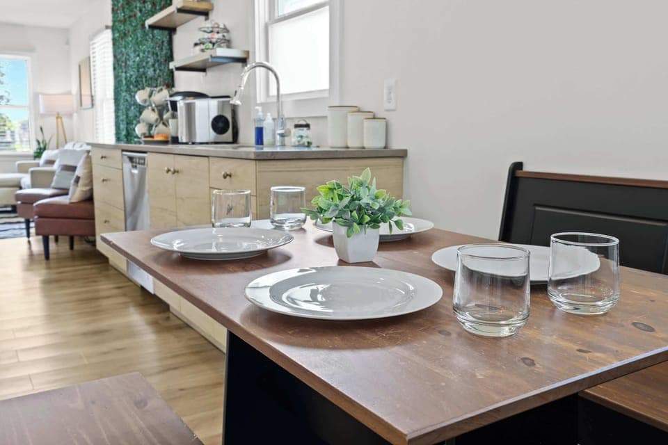 Dining Area: Gather around this stylish dining area — the perfect spot for shared meals, meaningful conversations, and making memories during your stay.