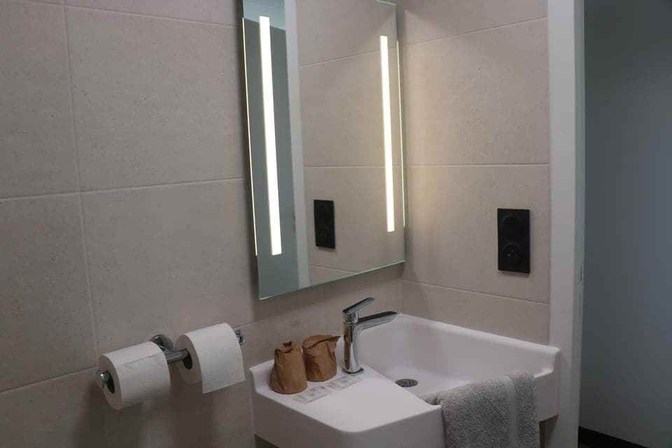 Standard Double Room | Bathroom | Shower, hydromassage showerhead, hair dryer, towels