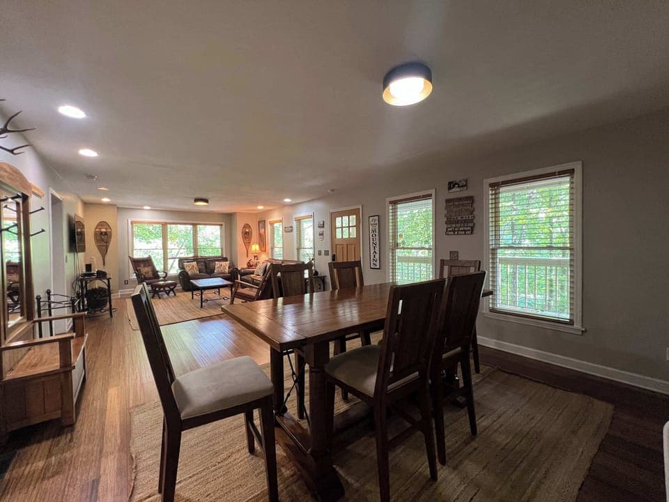 Gather for meals together at the dining table, seating 6