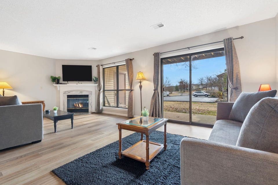Amazing view from the living area with TV and fireplace
