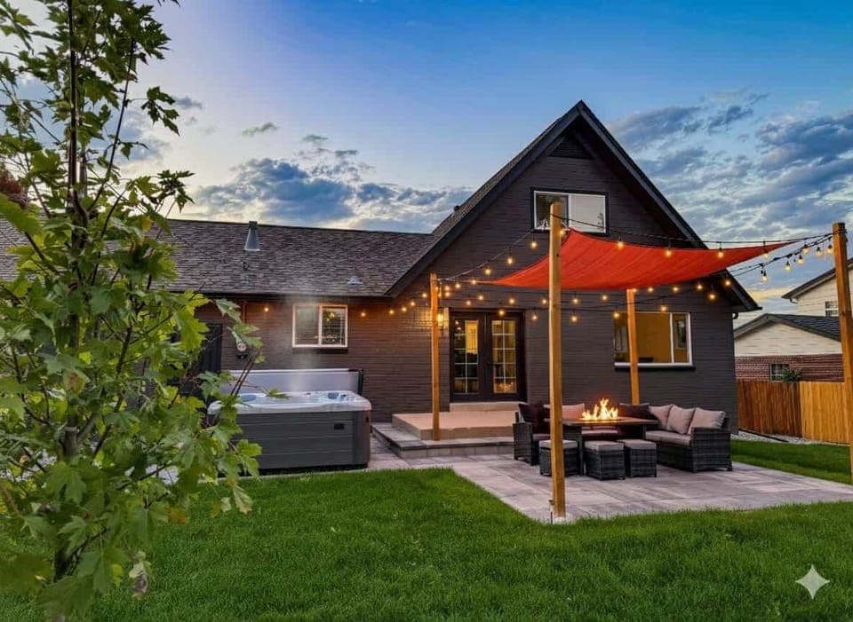 Welcome to our backyard - we hope to share our patio, firepit, grill and hot tub with you. 