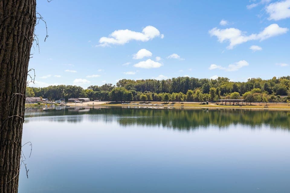 Enjoy serene, scenic views of the lake right from the Funky Turtle property, perfect for relaxing and taking in nature.