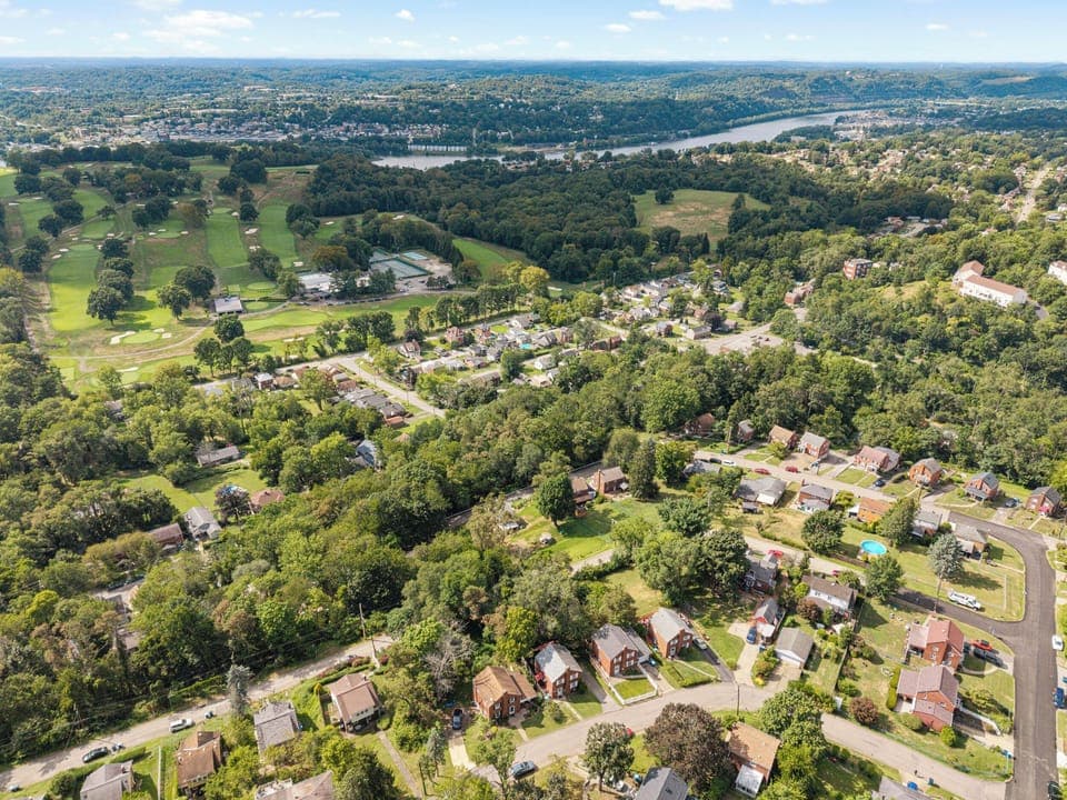Aerial view of neighborhood