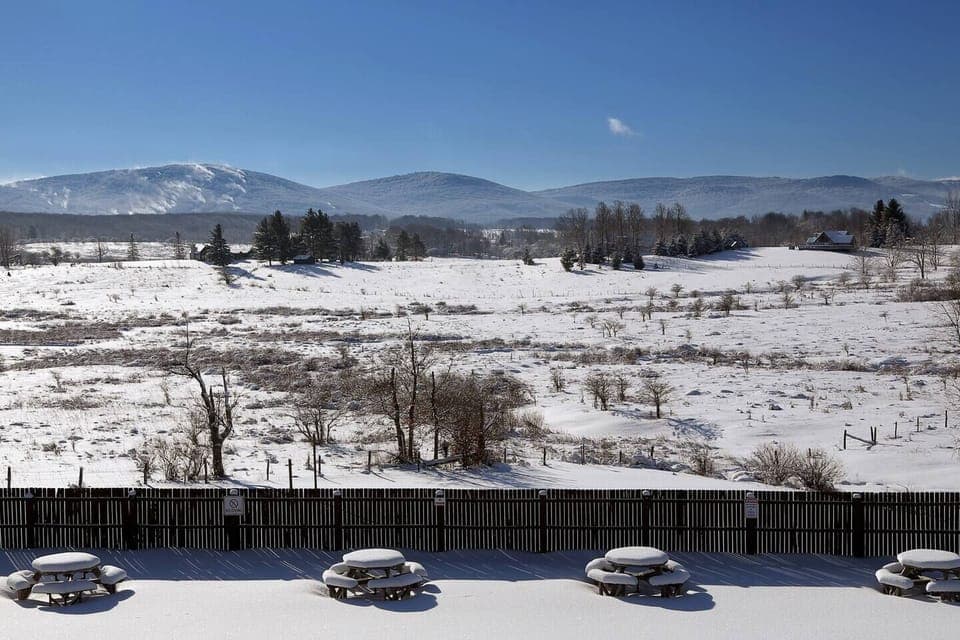 Views of ski slopes in the distance