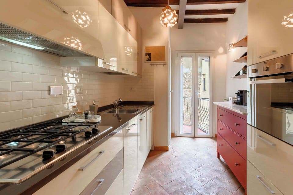 Deluxe Apartment, Balcony | Private kitchen | Fridge, stovetop