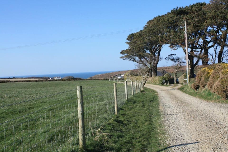 Lane from the lodge with sea views