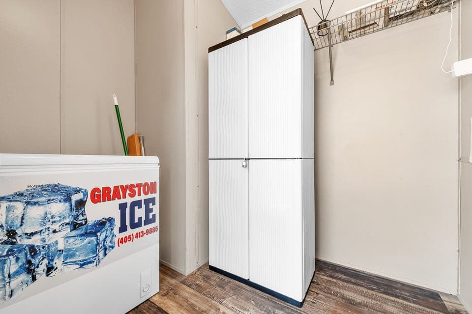 Indoors, Furniture, Refrigerator, Floor, Door