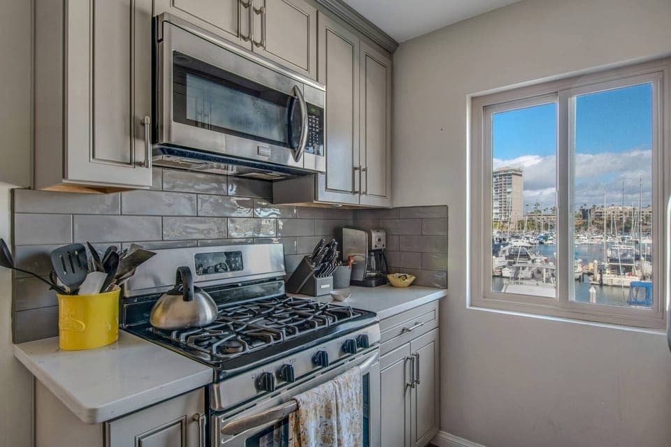 Kitchen with a View of Marina
