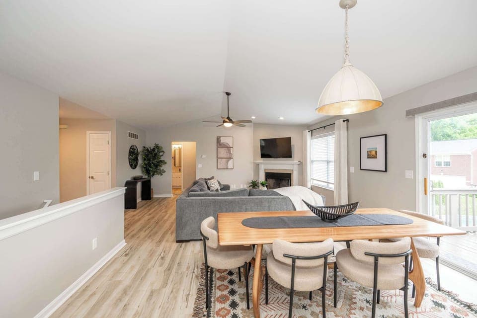 Gather for meals together at the dining table, seating 6