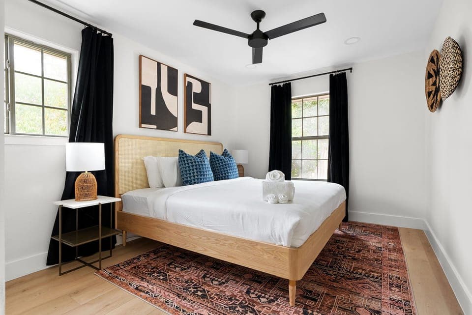 Beautiful room featuring king-sized bed 