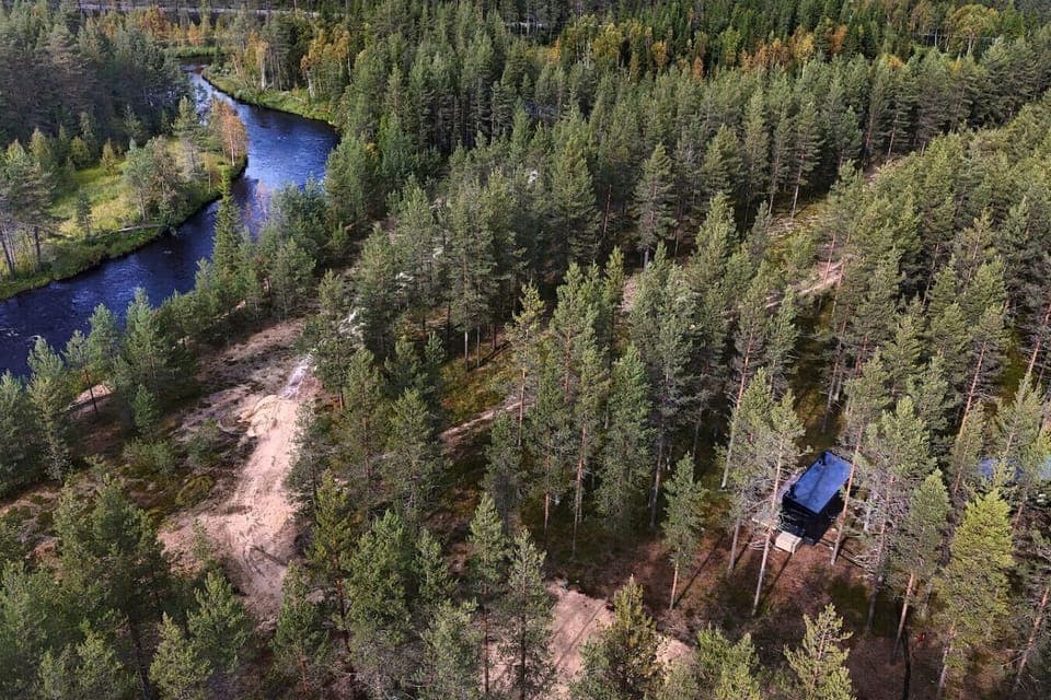Drone image from the area in the summer, the river is great for angling
