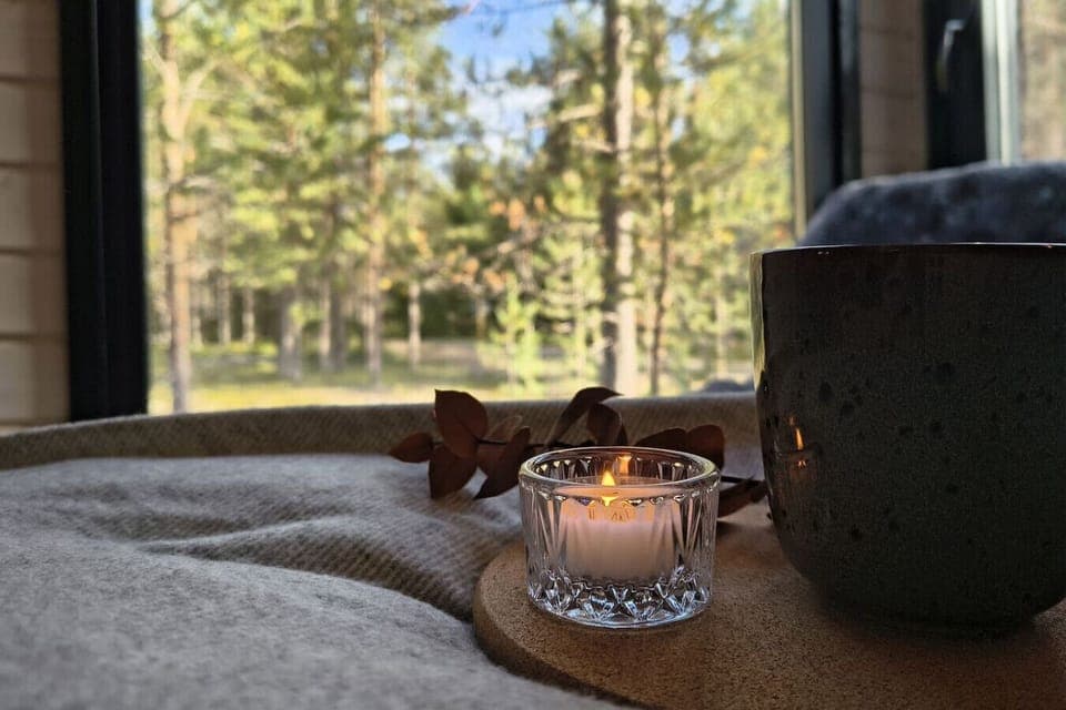 Cozy bedroom with forest view