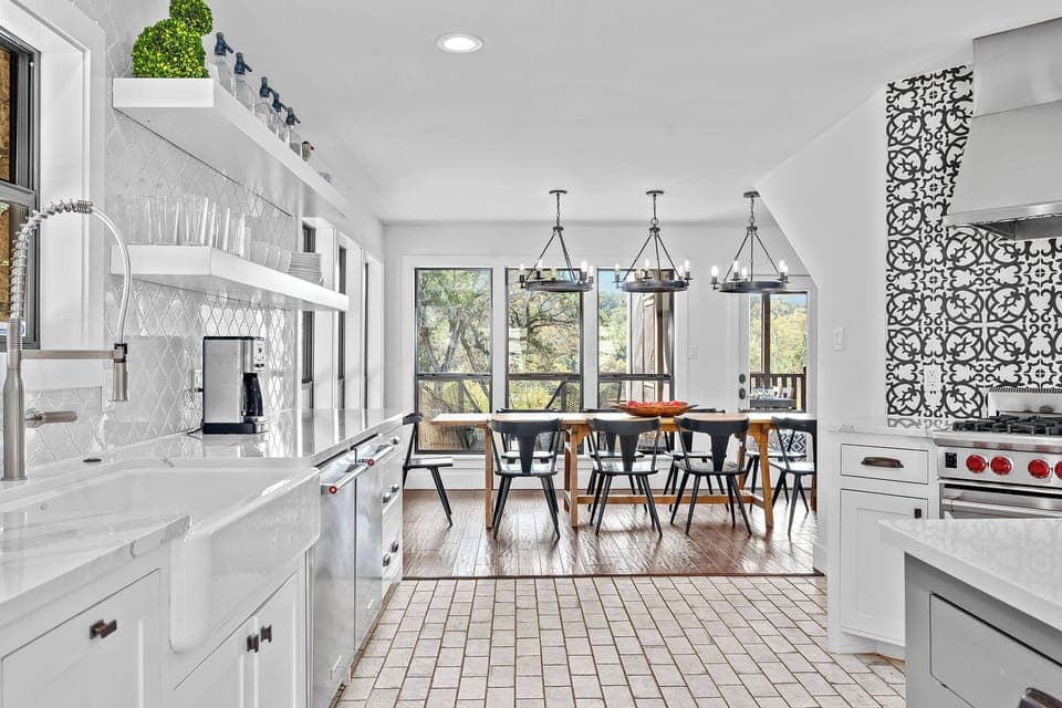 Open kitchen layout with a dining room directly connected for easy entertaining.