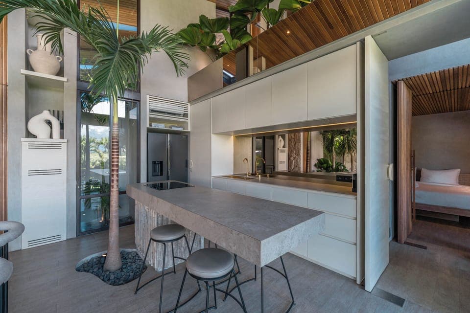 Deluxe Villa, Pool View | Private kitchen | Fridge, microwave, stovetop, coffee/tea maker