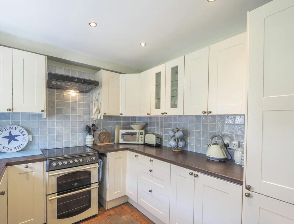 Kitchen, cooker, units, microwave, toaster, kettle