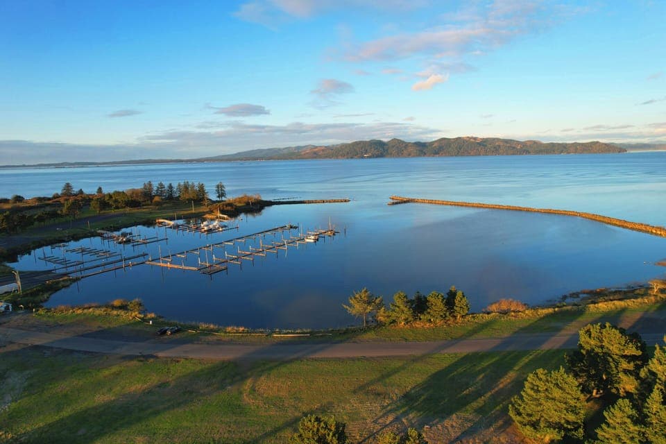 Hammond Marina, Jetty and Columbia River, aireal view from our home.  