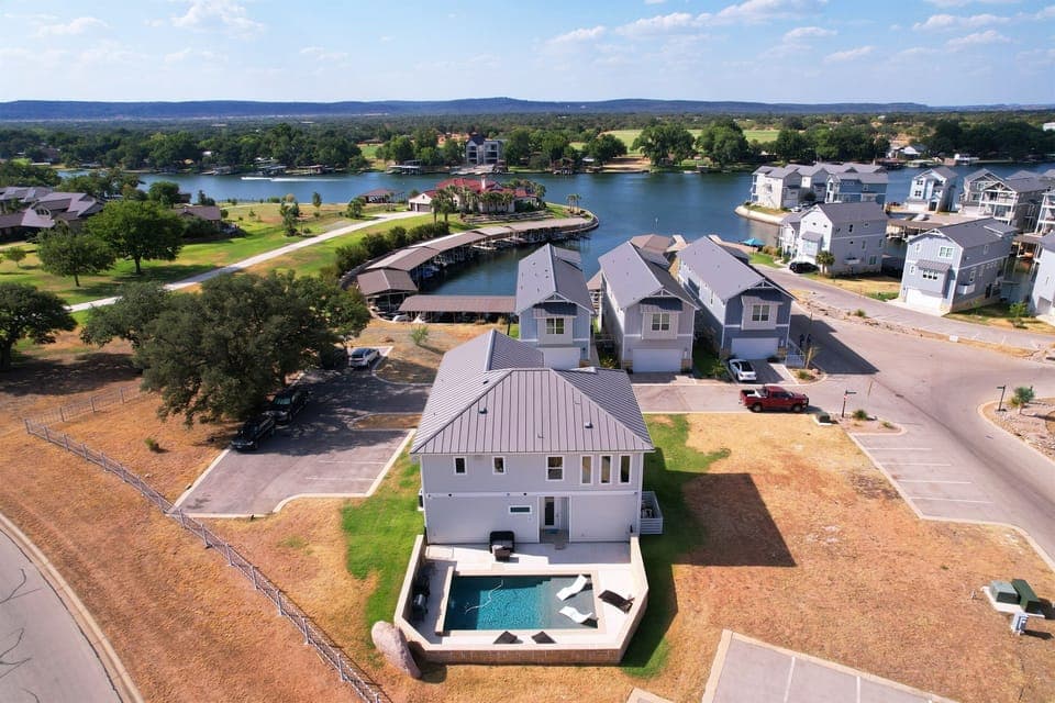 Aerial view of back of home