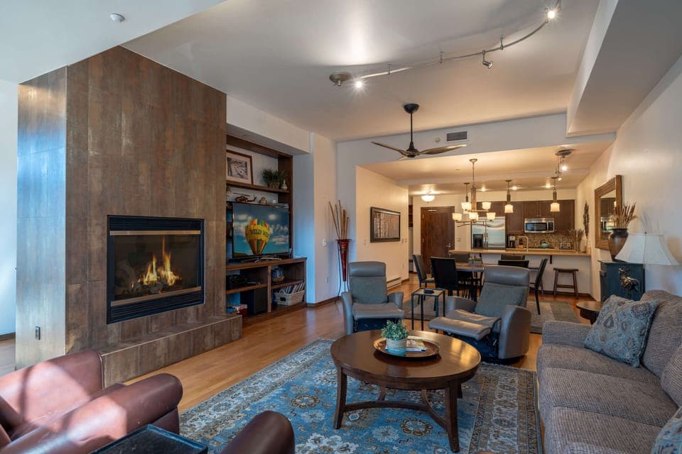 Warm up by the fireplace