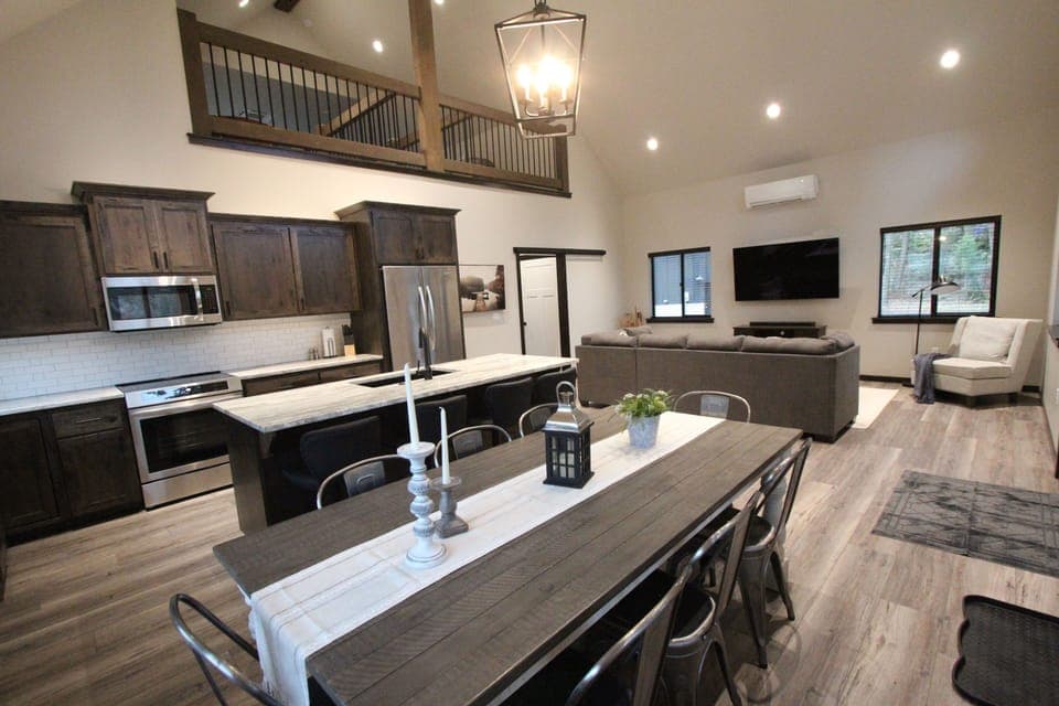 Large great room perfect for gathering, eating, and hanging out.