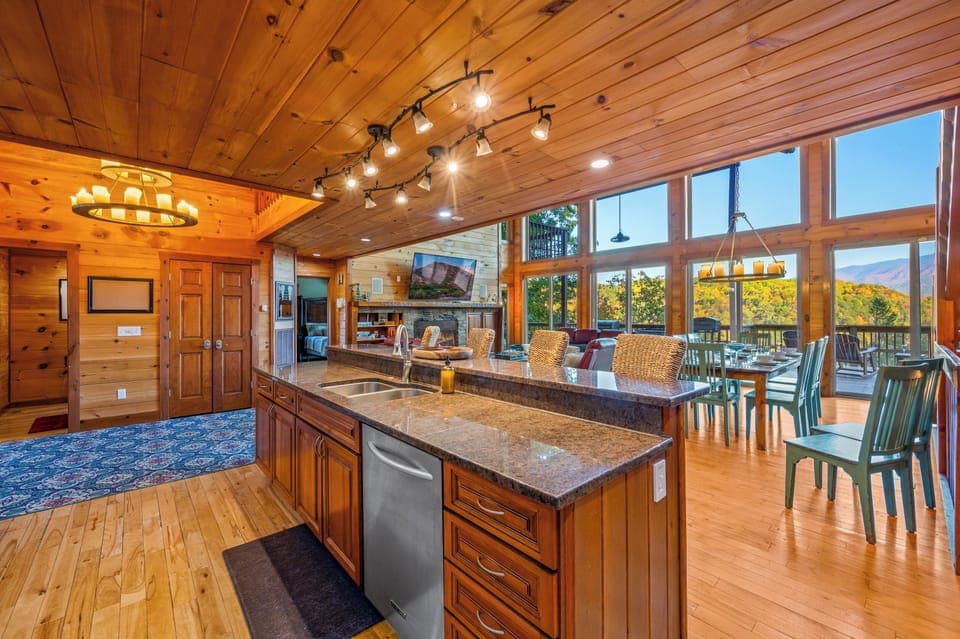 With our fully loaded kitchen boasting amazing views of the Smokies, you might even fight over who gets to prepare meals!