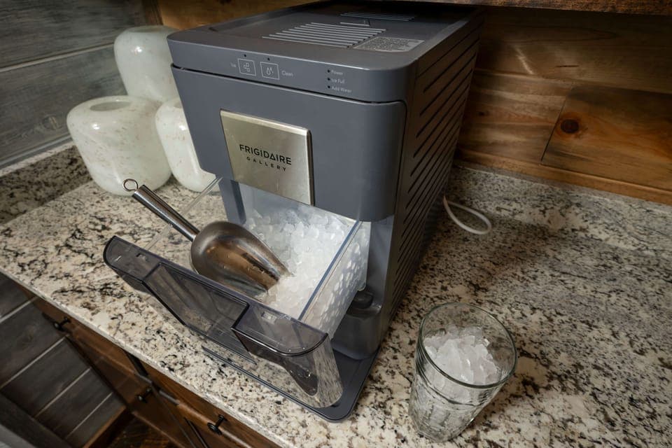 Modern kitchen with sleek design where ice meets elegance and style!