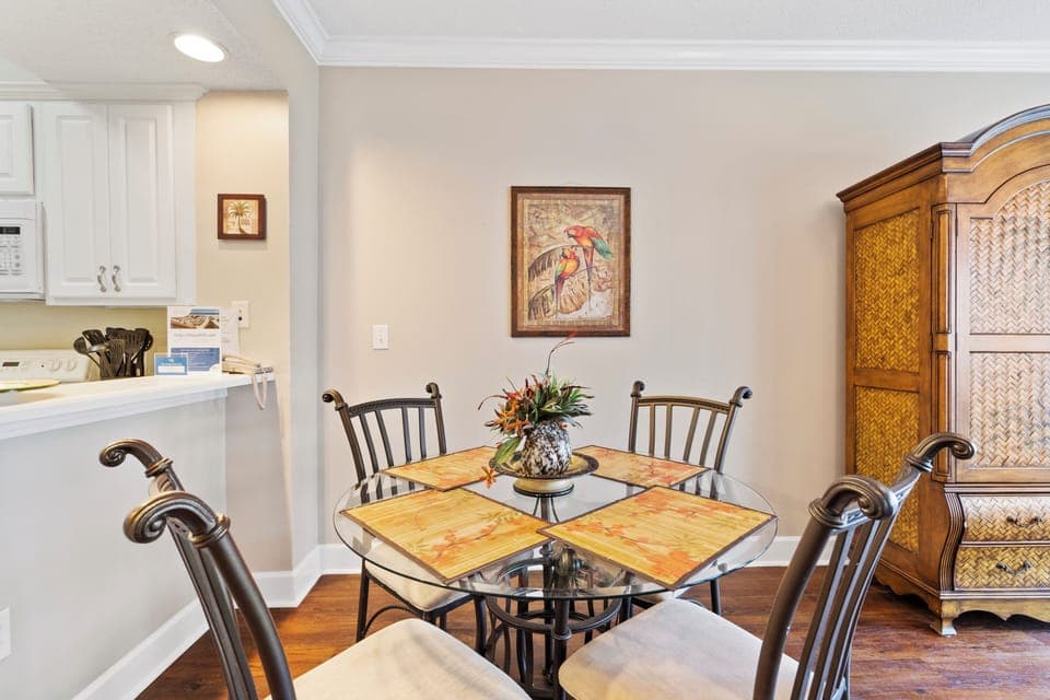 Dining table with seating for four