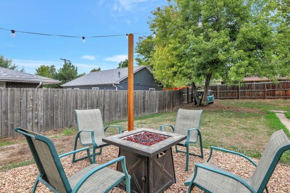 Fire pit and outdoor chairs