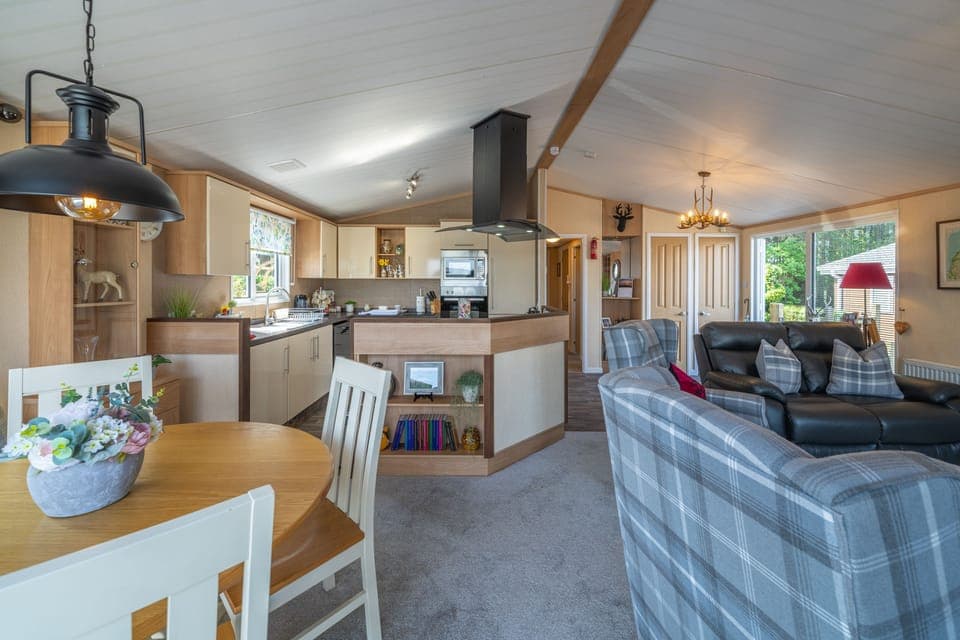 Open plan living, dining and kitchen