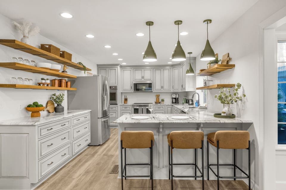 View of renovated kitchen.