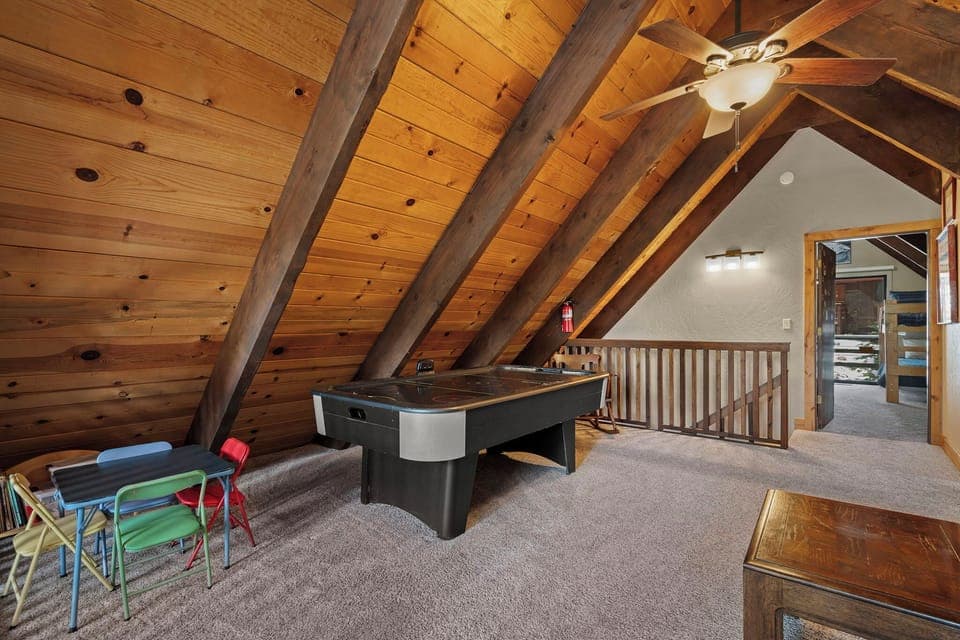 Loft w/Air hockey, games, sitting area w/desk