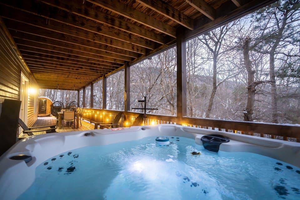 🛁 Soak your cares away in the bubbling hot tub, the perfect way to relax and rejuvenate under the open sky