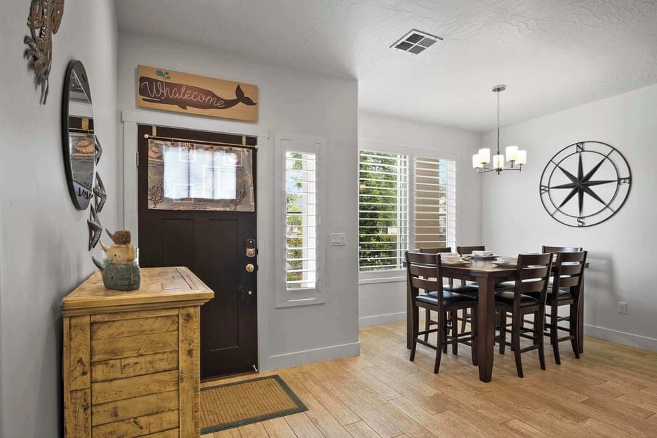 You’ll have a whale of a good time visiting together in this home’s inviting common spaces